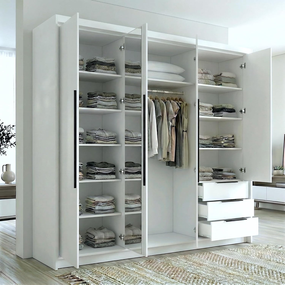 Offener Schrank mit Kleiderstange