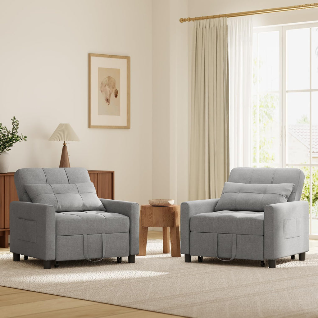 Xbro AR24 fauteuil-slaapbank lichtgrijs - opgevouwen als fauteuil