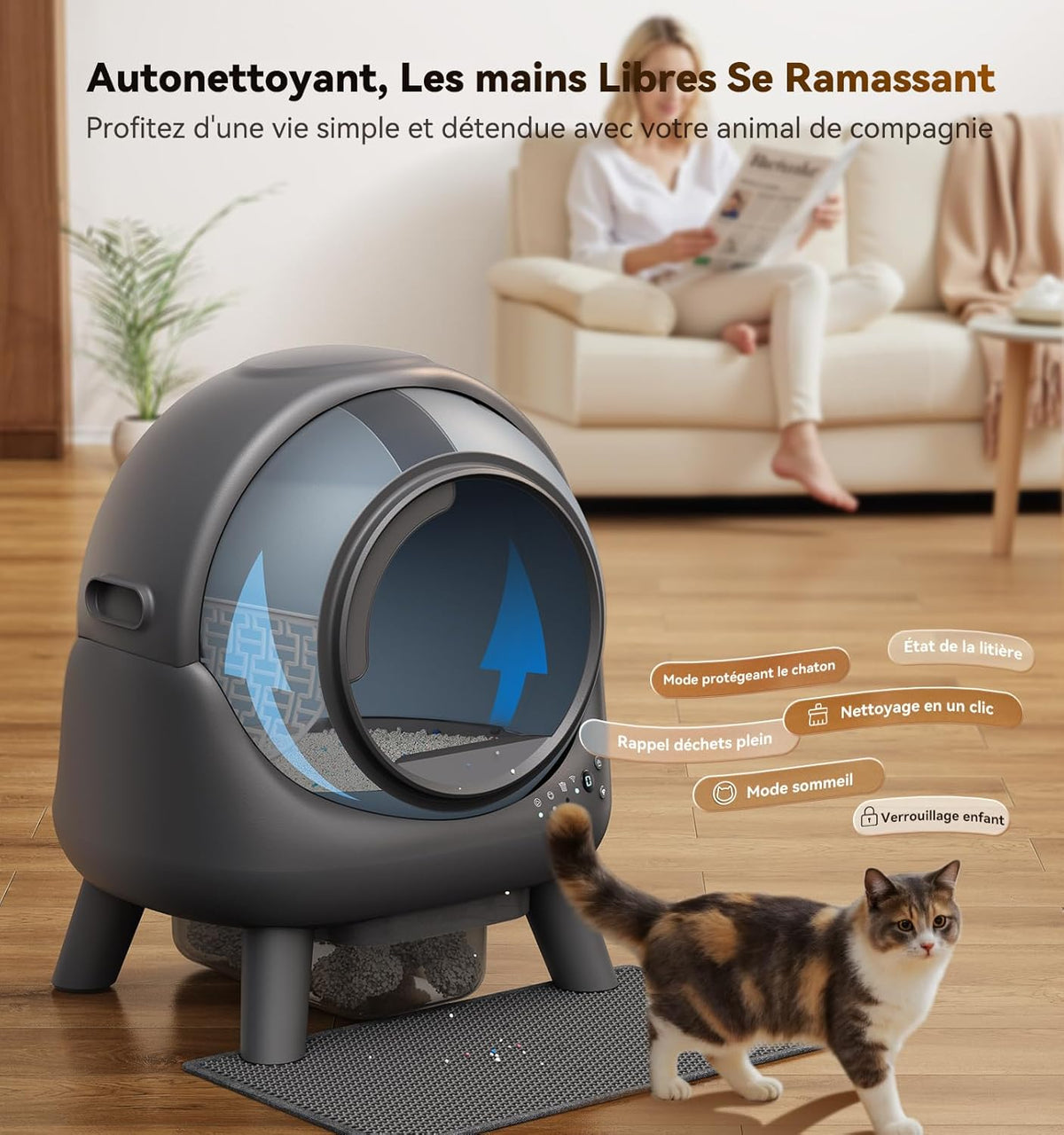 Roterende trommel en schone zone van de kattenbak