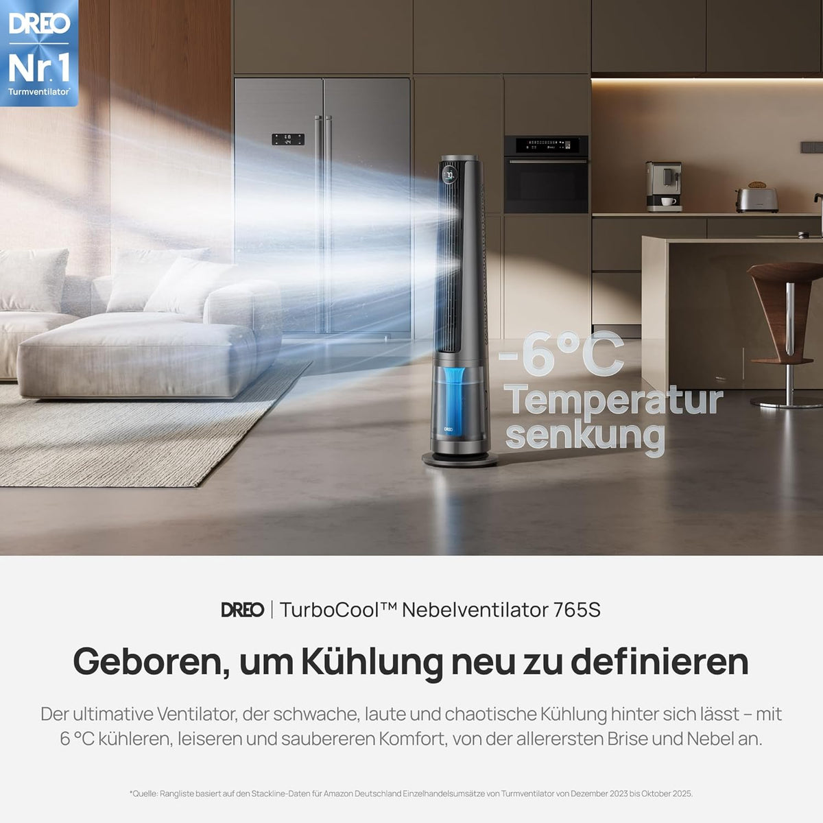 Produktbild: DREO TurboCool Nebelventilator 765S – Frontansicht