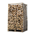 Dubbelhoge krat gekloofd brandhout van 2 m³ op een pallet