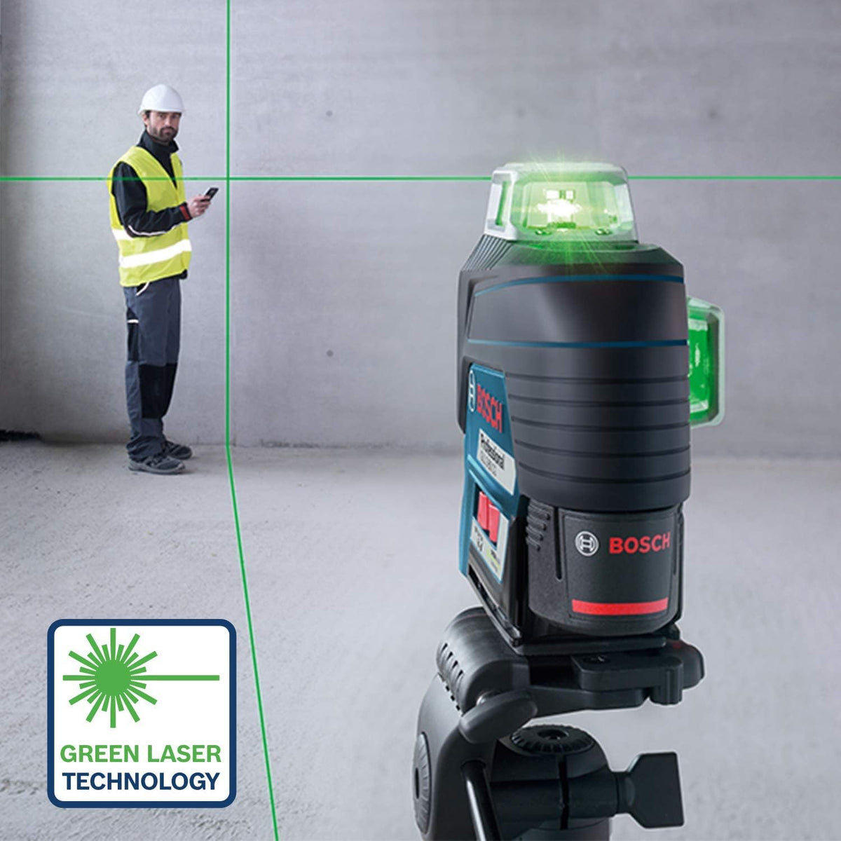 Bosch GLL 3-80 CG laser detail van de bediening