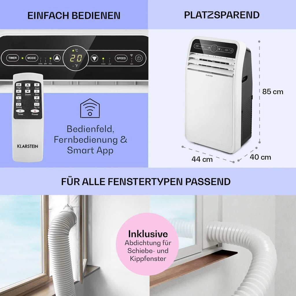 Produktbild: Klarstein Mobile Klimaanlage mit Abluftschlauch – Materialdetail