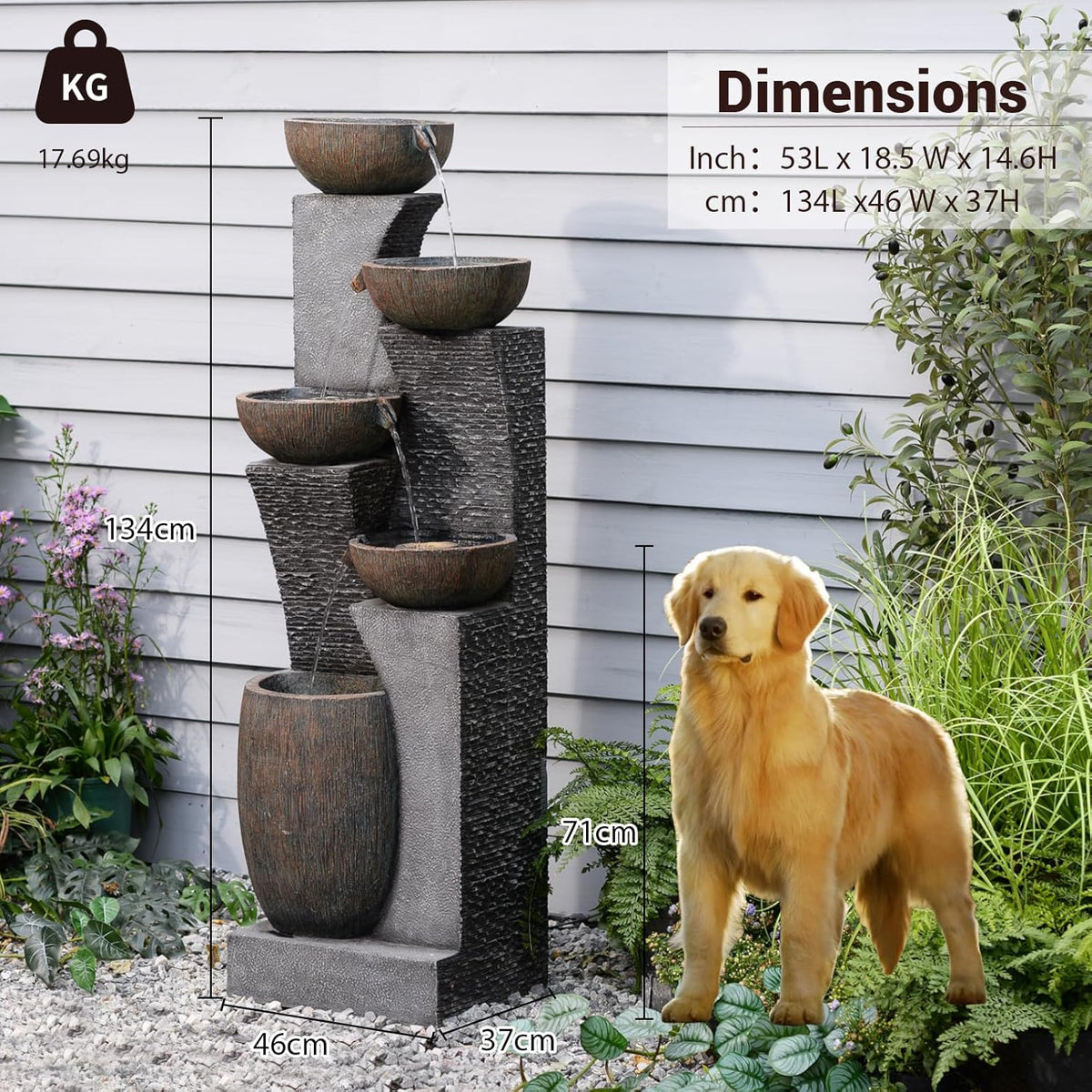 Bumilgar 5-stufiger Gartenbrunnen im Garten