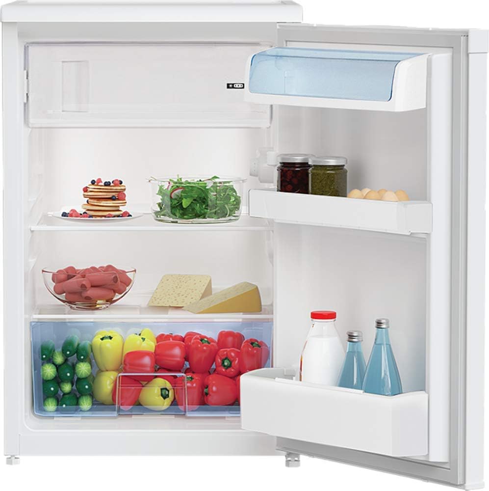 Beko TSE1284N Réfrigérateur table top - Volume total 114L : 101L (Réfrigération) + 13L (Congélation), Compartiment congélation 4 étoiles, MinFrost, Charnière de porte réversible, blanc