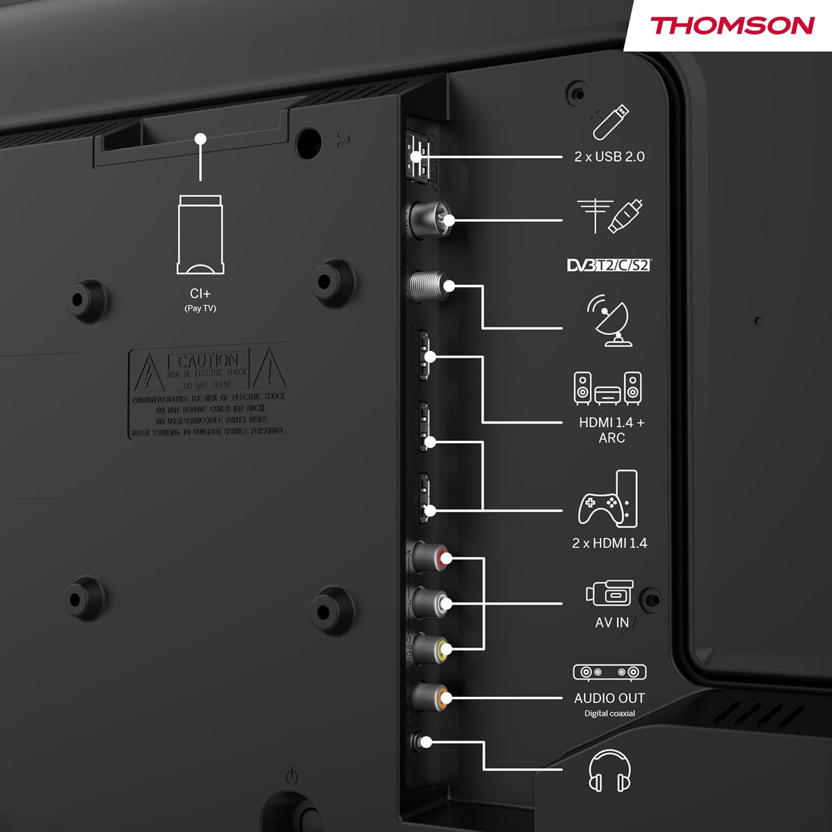 THOMSON 24 Pouces (60 cm) LED HD Easy TV - Non Smart - Hotel Mode  USB  HDMI  Triple-Tuner (Cable/Satellite/Antenne)  AV in  CI+  A+ Panneau - 24HD2S13