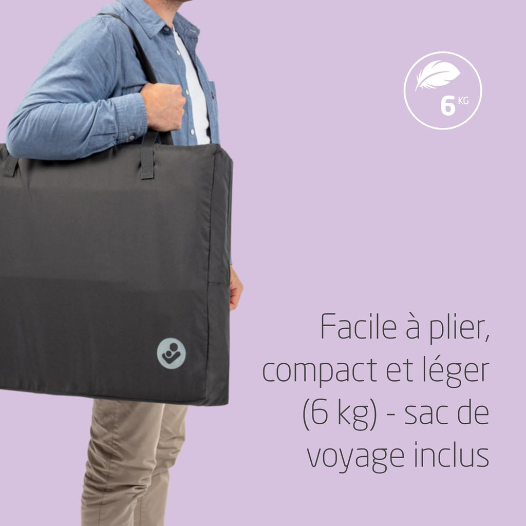 Maxi-Cosi Iris2, Lit Parapluie Bébé avec Matelas 2 en 1, 0-3 ans, 0-15 kg, Lit de Voyage Bébé, 2 Niveaux de Couchage, Fenêtre D'accès Latérale, Pliable & Léger, Matelas Extensible, Essential Grey