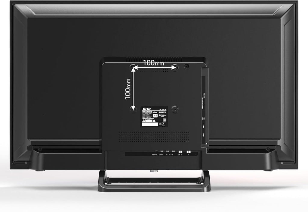 TuTu Téléviseurs 32 Pouces (80 cm) LED Central Pied TV HD Ready Triple Tuner (DVB-C / T2 / S2)  HDMI x2  CI+  Lecteur multimédia USB 2.0  Mode h?tel  Dolby Audio  2024