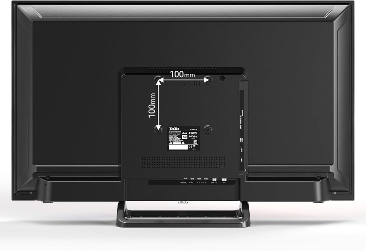 TuTu Téléviseurs 32 Pouces (80 cm) LED Central Pied TV HD Ready Triple Tuner (DVB-C / T2 / S2)  HDMI x2  CI+  Lecteur multimédia USB 2.0  Mode h?tel  Dolby Audio  2024