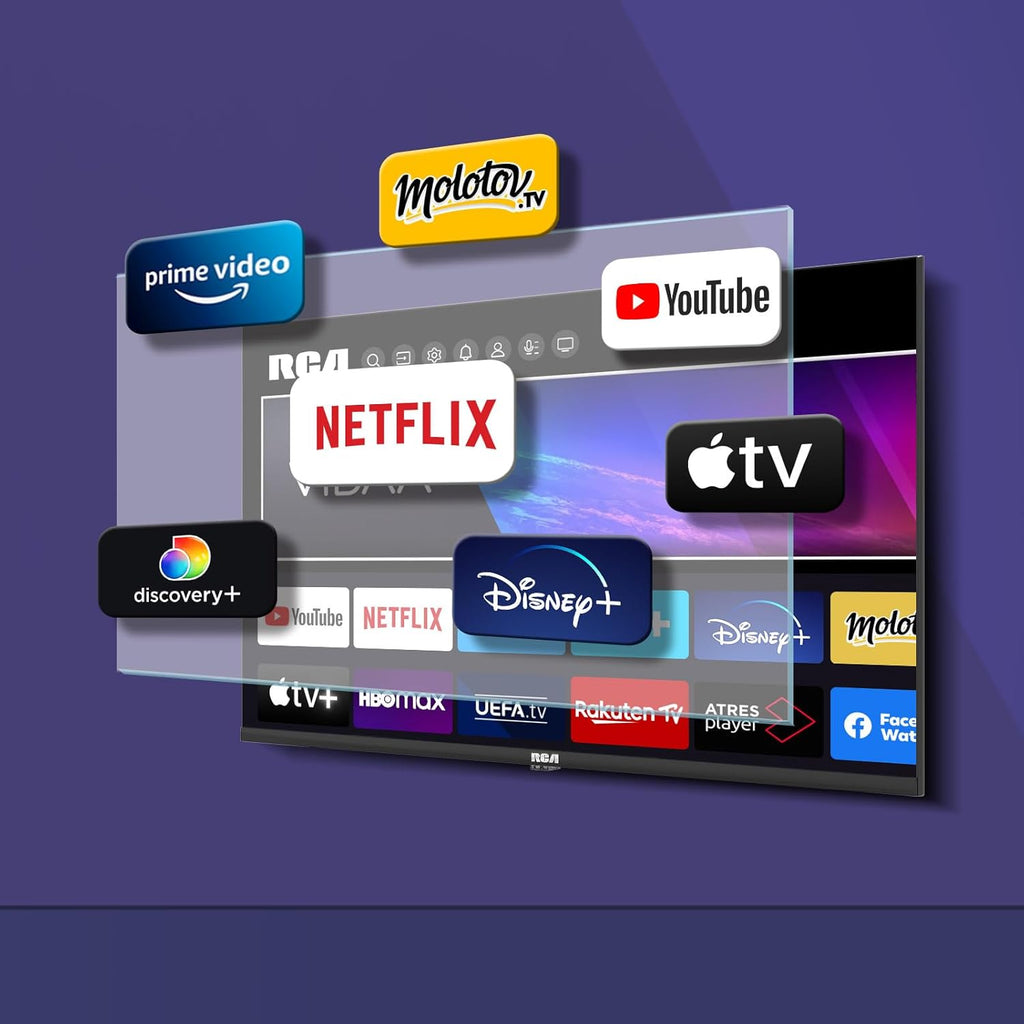 RCA VRS32HQ1 Smart TV 32 Pouces (80 cm) WiFi VIDAA Connectée Téléviseurs sans Bord avec Triple Tuner(DVB-C/S2/-T2)  Molotov  Netflix  Prime Video  +  Youtube - 2024