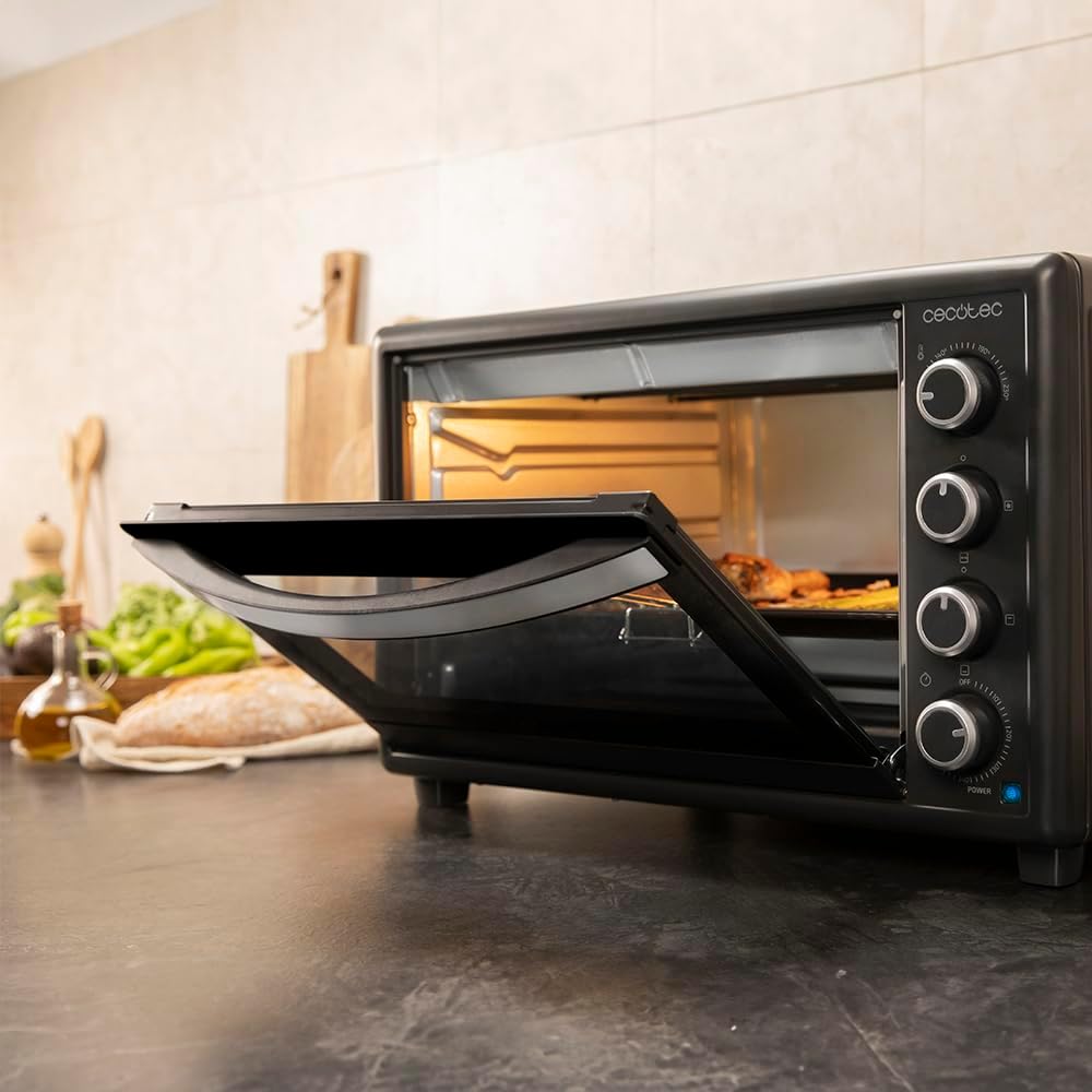Cecotec Four Convection de Table de 60 Litres Bake&Toast 6090 Black Gyro, 2200 W, Lumière Intérieure, 12 Fonctions, Température Jusqu’à 230o, Porte à Double Verre, Inclut Tournebroche