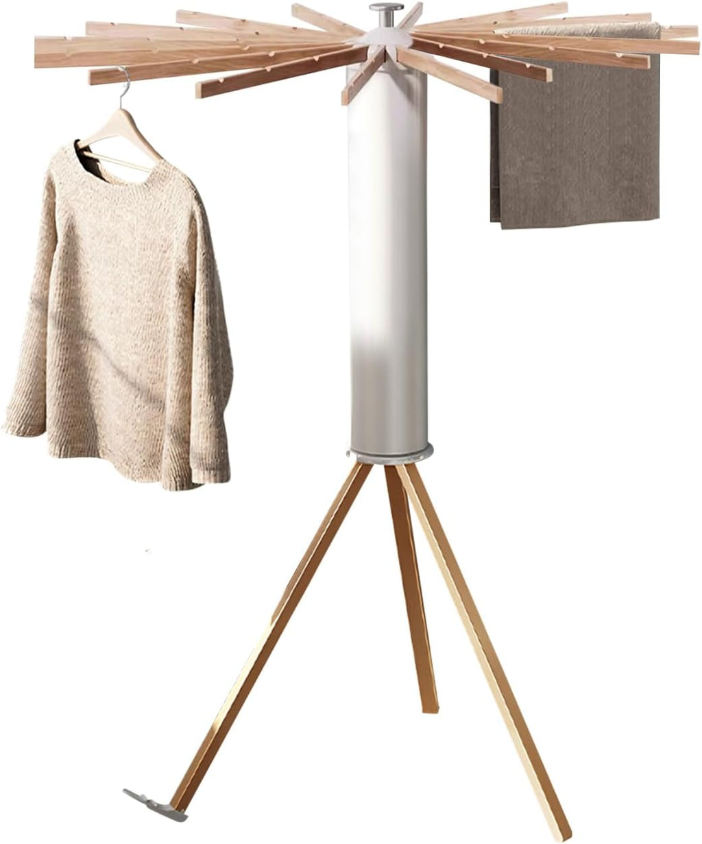 Ergocar étendoir à vêtements Pliable, Séchoir à Rayons en éventail, Etendoir à Linge sur Pied Support Trépied, Pliables Orte-vêtements Suspendu, pour Intérieur et Extérieur