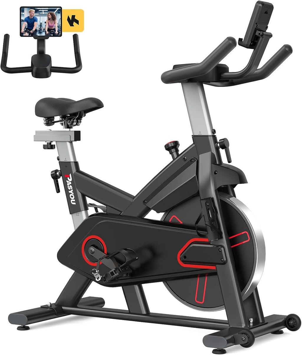Pasyou VéLo D'Appartement Avec RéSistance MagnéTique, VéLo De Fitness, Entra?Nement Cardio En Salle Velo Spinning, Stationnaires à La Maison Avec Moniteur, Support De Tablette