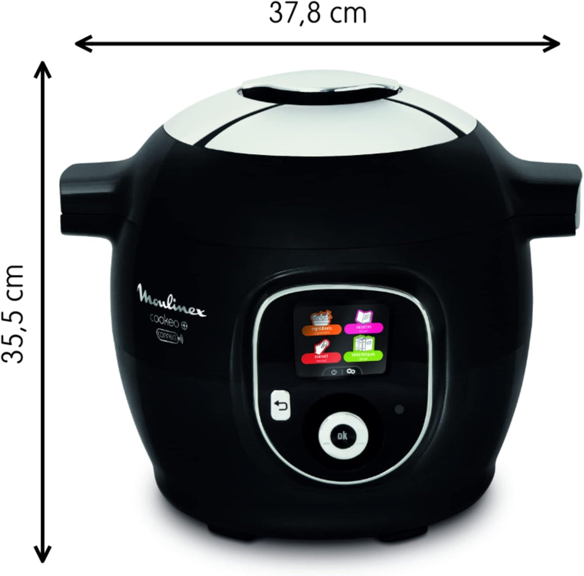 Moulinex Connect Multicuiseur Intelligent Haute Pression Balance et Moule Inclus 6L 200 Recettes 6 Modes de Cuisson Guide Pas à Pas Application Mon Cookeo CE859800, 6 liters, Noir