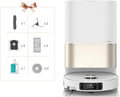 DREAME X40 Ultra Complete Robot Aspirateur avec Serpillière amovible et relevable, Brosse latérale surélevée,12 000 Pa,Serpillière et la Plaque de lavage avec de l'eau chaude à 70 C,Brosses relevables