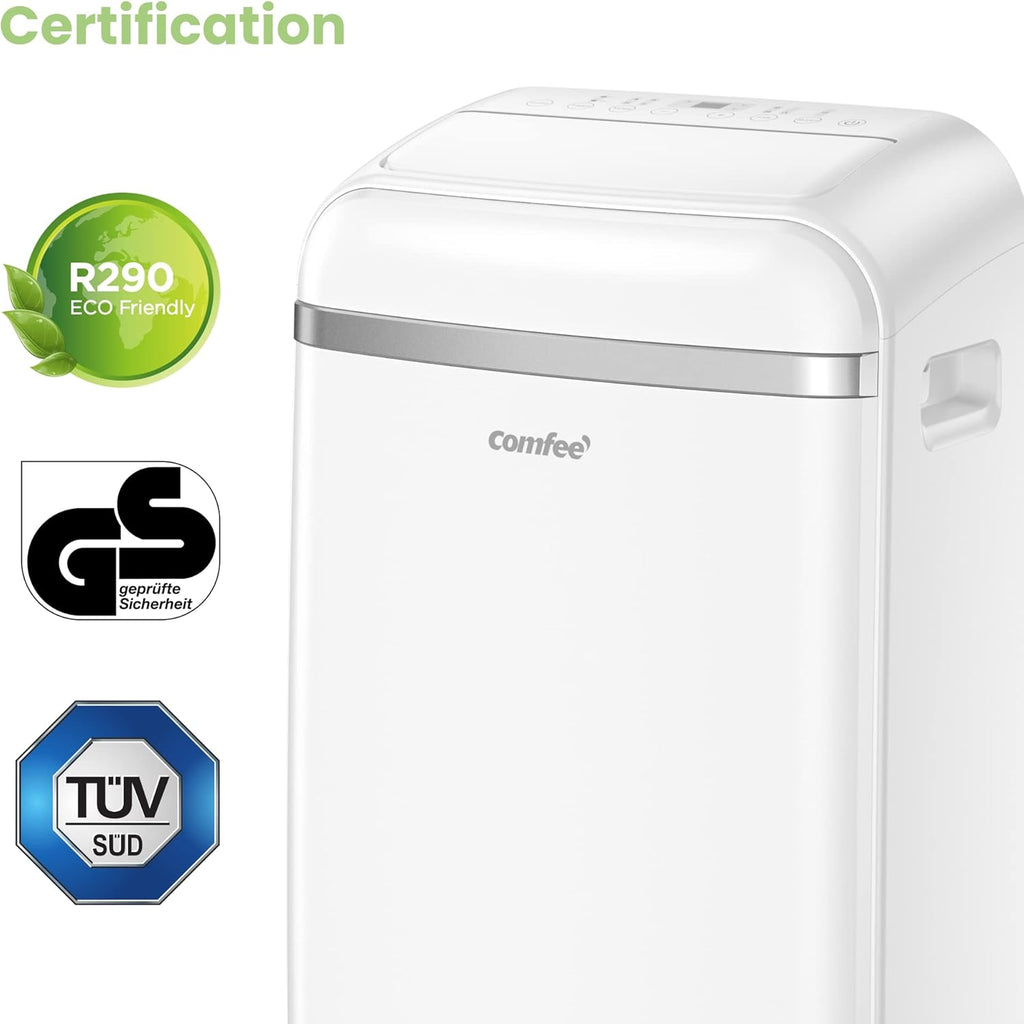 COMFEE' Climatiseur Mobile 12000 BTU/H 3,5 kW, 3 Modes, Fonction Follow Me, Télécommande, pour grandes pièces de 43㎡/117m3, Kit d'évacution inclus, Réfrigérant naturel, PAC 12000