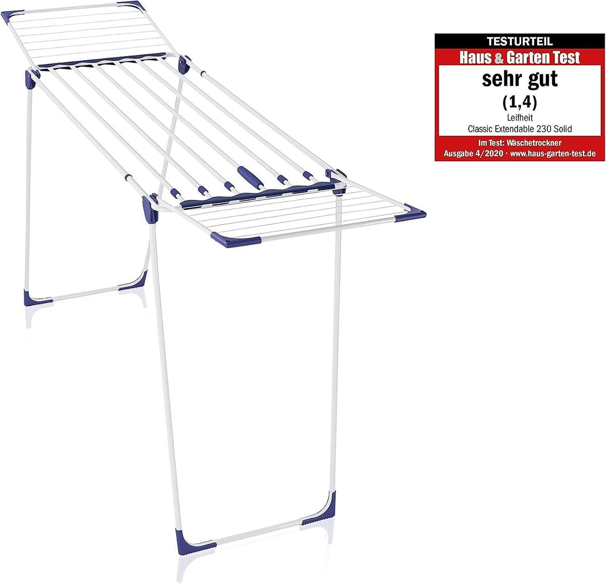 Leifheit Séchoir sur pied Classic Solid 230 Extendable, étendoir à linge pour longues pièces de linge, sèche linge avec longueur d'étendage de 23 m