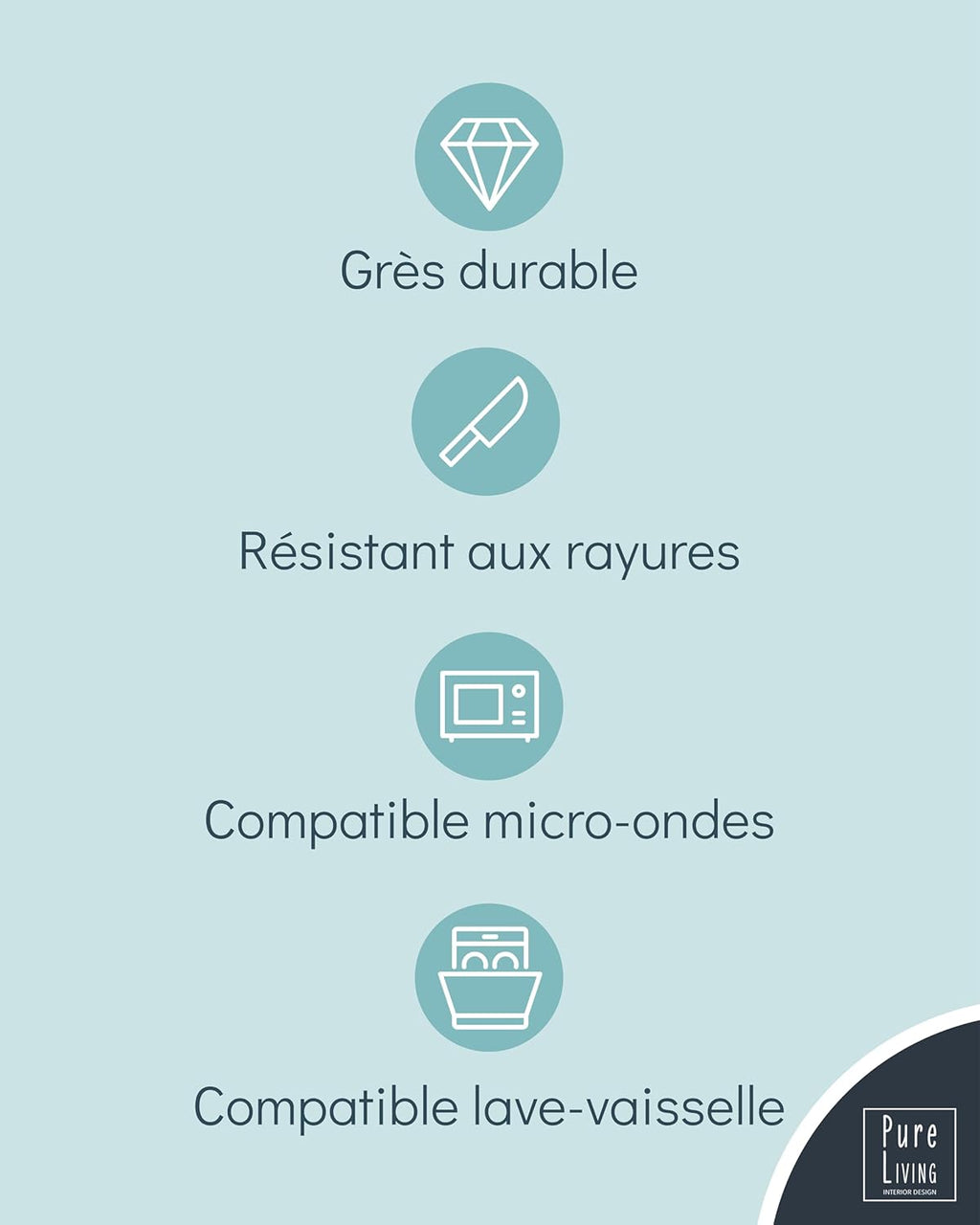Service de Vaisselle en Grès Ibiza 36 pièces –Ensemble de Vaisselle pour 12 Personnes, Adapté au Lave-Vaisselle et au Micro-Ondes, Pure Living bleu fumé, Assiettes Service de Table