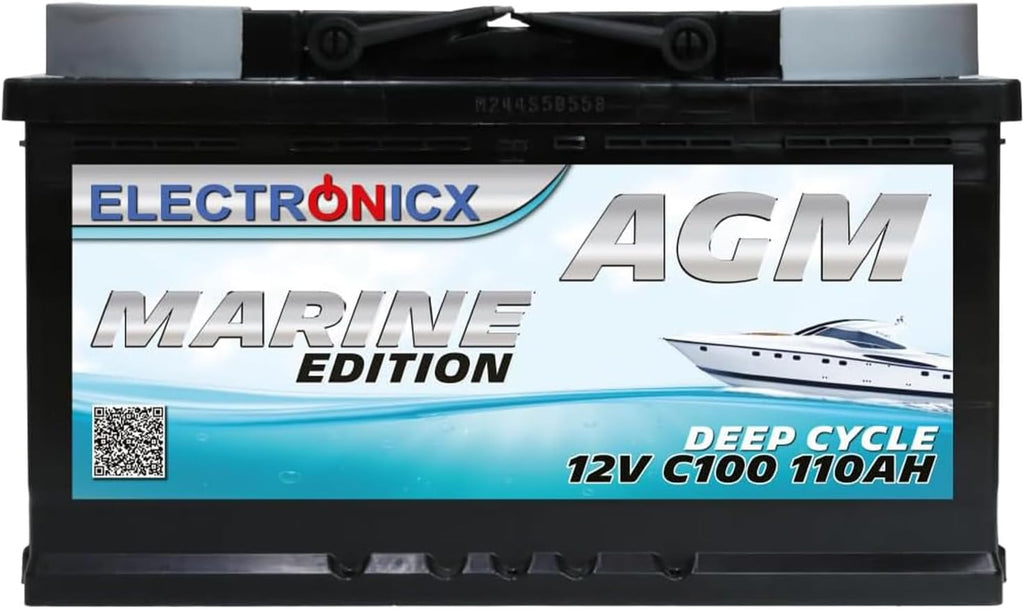 Batterie AGM 100Ah 12V Décharge Profonde Sans Entretien étanche – Accumulateur Idéal pour Panneaux Solaires, Camping-Car, Voiture, Bateau, Fourgon Aménagé, Systèmes Photovolta?ques, énergie Solaire,