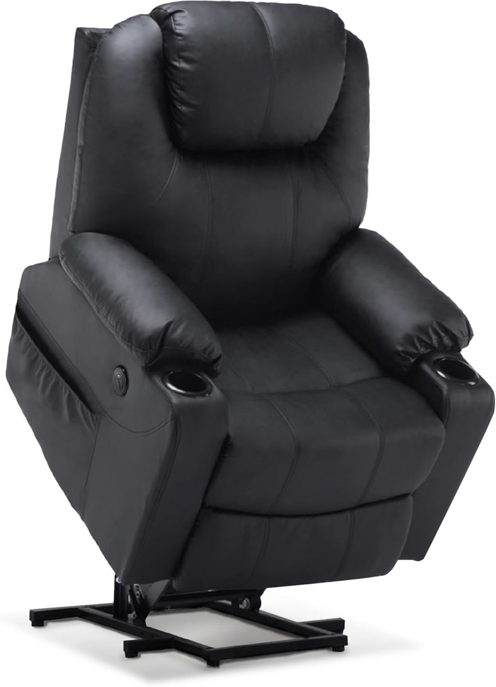Aide à l'arrimage électrique MCombo, Fauteuil TV, Fauteuil Relaxant, Massage, Chauffage, Connexion USB réglable électriquement, Simili cuir, Noir