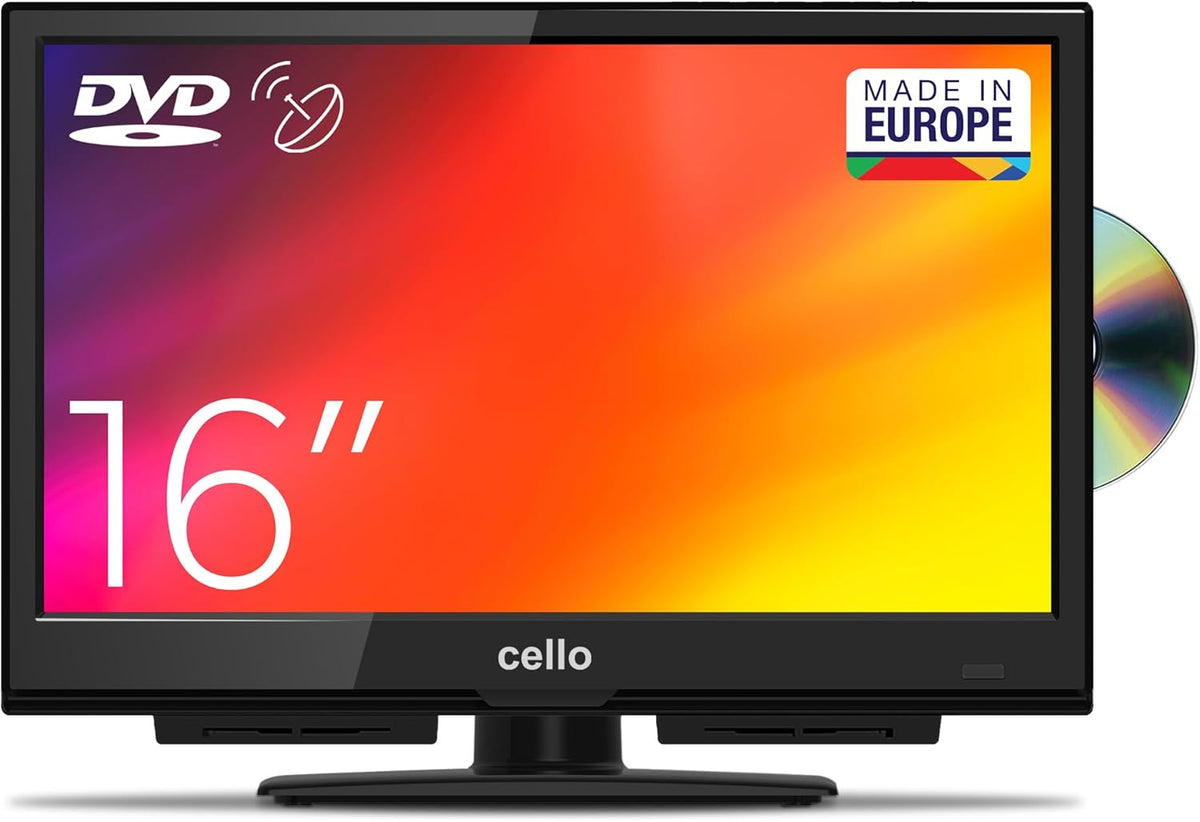 Cello C1624F 16" Full HD LED TV Integrierter -Player Triple Tuner DVB-T/T2-C-S/S2 HDMI USB 230V ?Pitch Perfect Sound“ für EIN einzigartiges Klangerlebnis