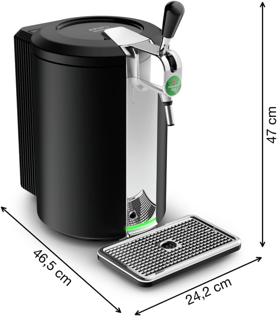 Krups Beertender Machine bière pression  F?ts de 5 L  Marques du groupe Heineken  Témoin lumineux  Température et mousse parfaites  Bière fra?che  Installation facile  Compact noire VB450E10
