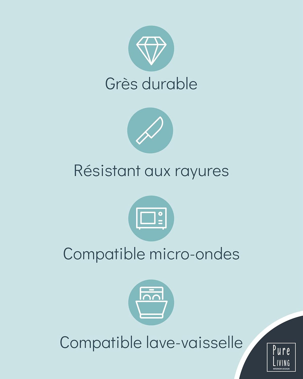 Ensemble Vaisselle en Grès 12 Personnes Rustique 36 pièces - Service de Table Rustique, Lavable au Lave-Vaisselle - Ensemble de Bols et Assiettes - Vaisselle de Table Pure Living en beige