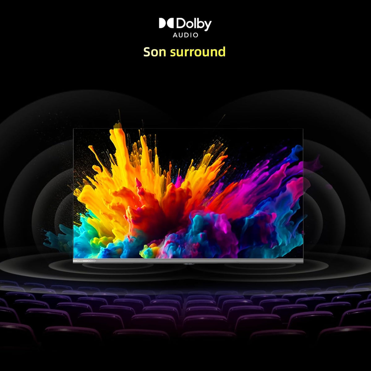 CHIQ L32QM9G 32 Pouces (80 cm) FHD Smart Téléviseur  QLED  HDR10  Google TV  Google Assistant  Tuner Triple  Dolby Audio  DBX-TV  Chromecast intégré  HDMI  USB  sans Cadre en Métal  Noir