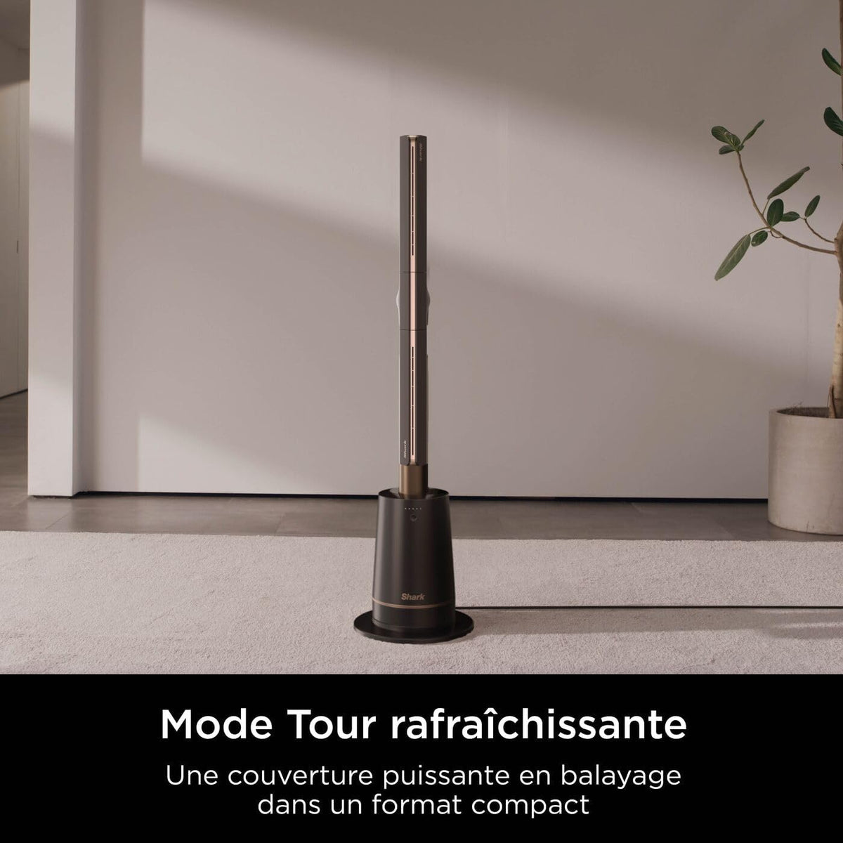 Shark TurboBlade Ventilateur colonne sans pale, Rafra?chissement multidirectionnel à haute vitesse jusqu’à 20 mètres, Discret, 10 vitesses, 180°, Facile à nettoyer, Ventilateur blanc TF200SEU