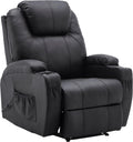 M MCombo Fauteuil Relax électrique Fauteuil de Massage Fauteuil TV Fonction inclinable Vibration Chauffage 7061 Nouveau modèle (Simili Cuir Noir)