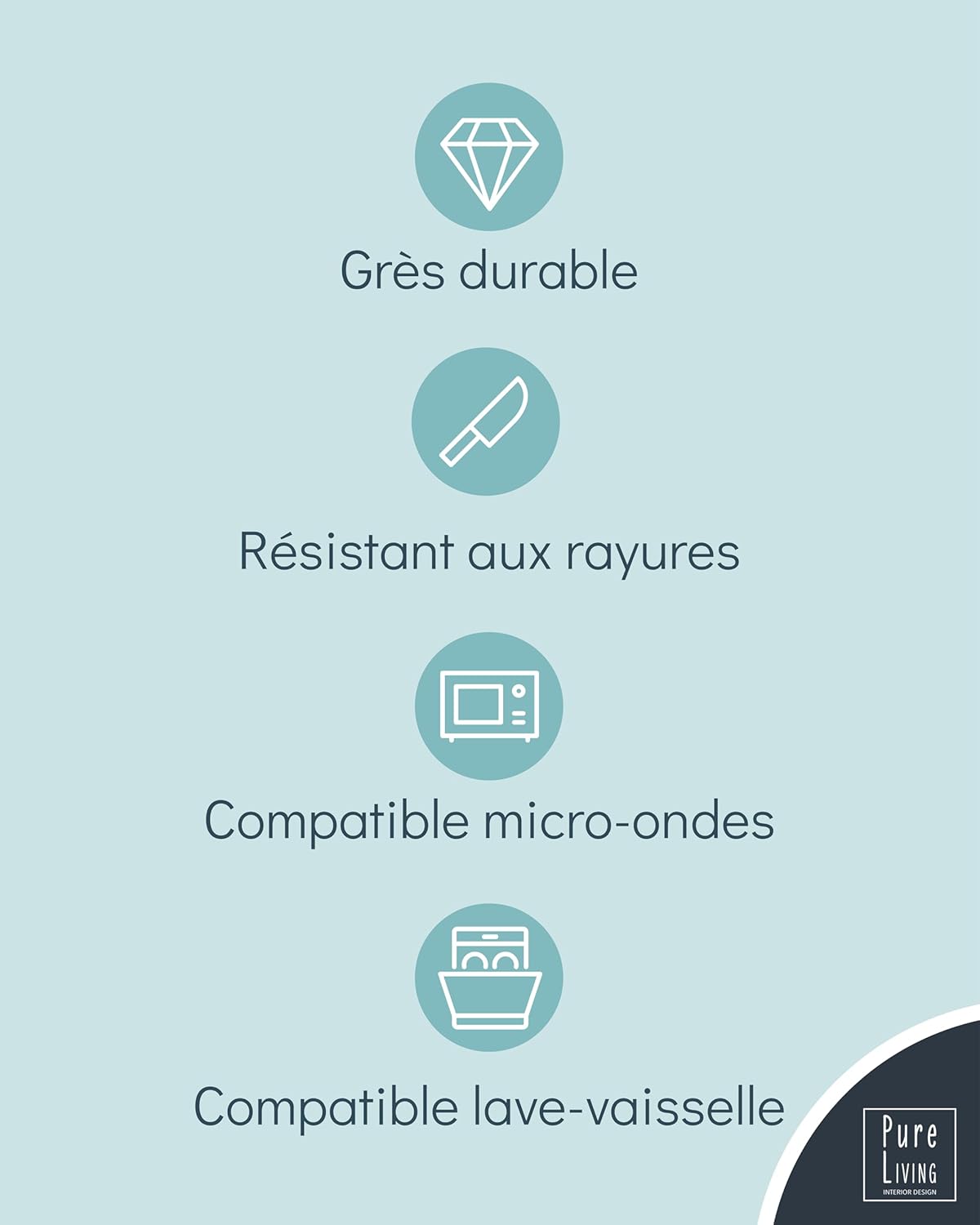 Ensemble Vaisselle en Grès 6 Personnes Rustique 24 pièces - Service de Table Rustique, Lavable au Lave-Vaisselle - Ensemble de Bols et Assiettes - Vaisselle de Table Pure Living en beige