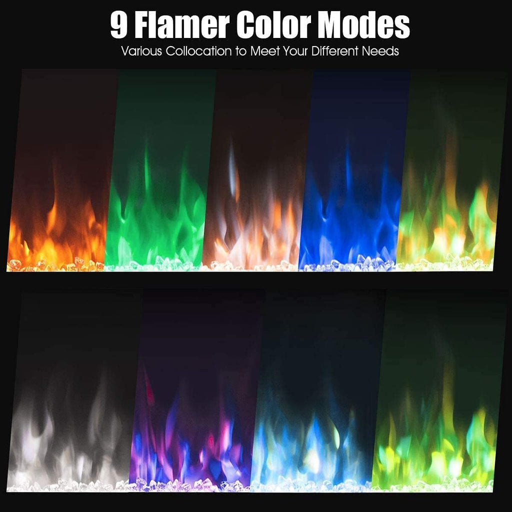 M.C.Haus Cheminée électrique avec écran Tactile et Panneau en Verre coloré pour Insert de Flamme - Chauffage Mural - Télécommande avec Cristal et b?ches - 900/1800 W (102 cm, Noir)