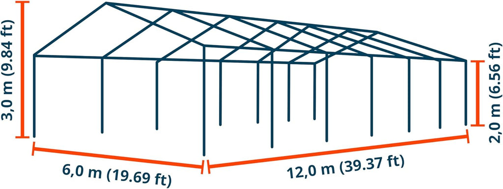 TOOLPORT Tente de Stockage 6x12 m abri bache PVC 700 N imperméable Blanc