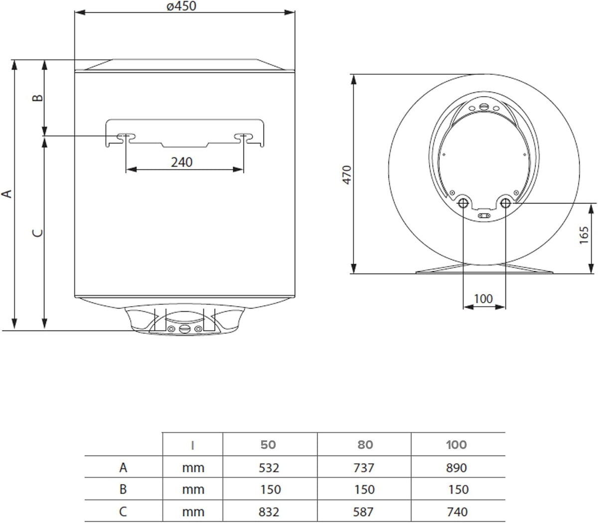 Ariston PRO1 ECO 80L - Chauffe-eau Electrique Vertical Mural ?450 mm - Intelligent Fonction ECO - Classe B - Con?u et fabriqué pour être installé en France