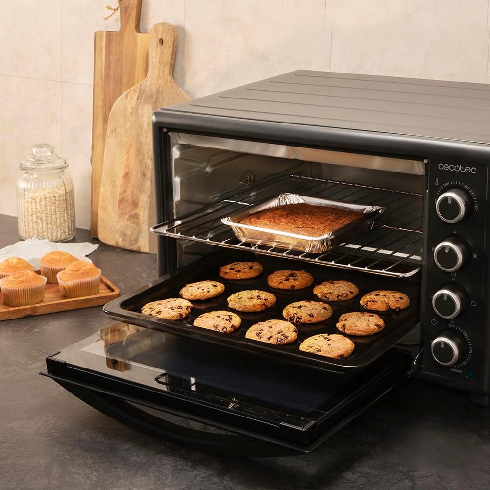 Cecotec Four Convection de Table de 60 Litres Bake&Toast 6090 Black Gyro, 2200 W, Lumière Intérieure, 12 Fonctions, Température Jusqu’à 230o, Porte à Double Verre, Inclut Tournebroche