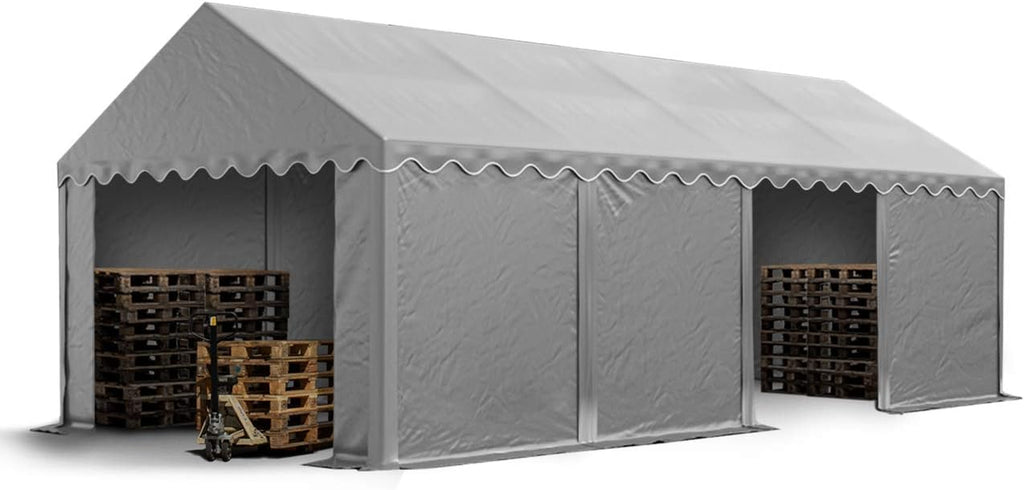 TOOLPORT Tente de Stockage 4x8 m abri bache PVC 700 N imperméable Gris