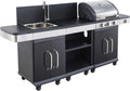 Cook'in Garden Cuisine extérieure modulable FIDGI 3 - Barbecue au gaz 3 br?leurs avec thermomètre  Meuble d'appoint desserte  et évier