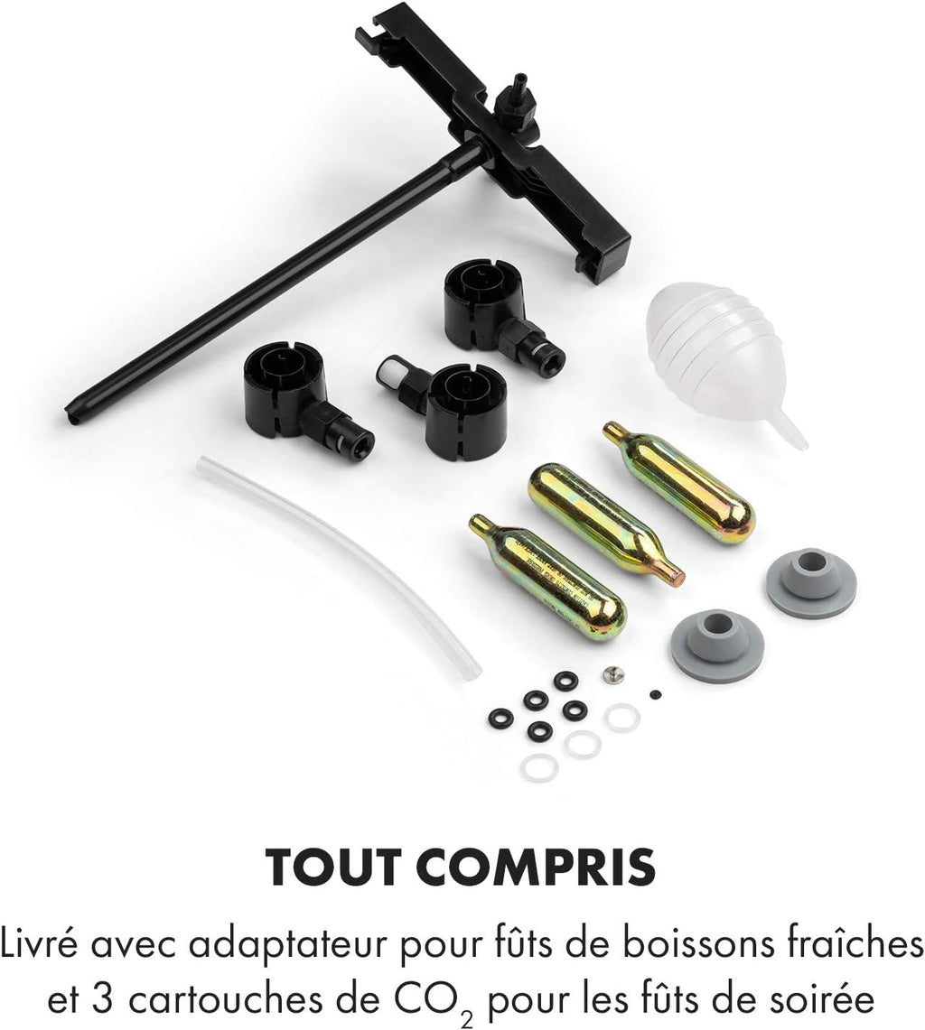 Klarstein Beerkules - Tireuse à bière universelle  Pour tous les f?ts de 5L  Avec ou sans cartouche de CO2  Refroidissement en 4 h  Bo?tier en plastique & acier inoxydable  noir