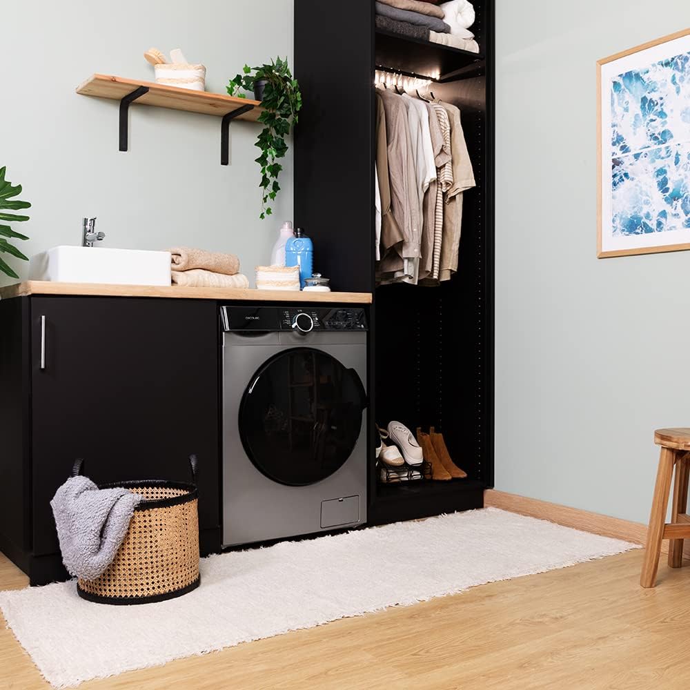 Cecotec Lave-linge 12 kg Chargement Frontal Bolero DressCode 121000 Steel. 1400 tr/min max réglables, 2000 W, certification WoolMark, moteur Inverter Plus, 14 programmes, Spa Care, départ différé.