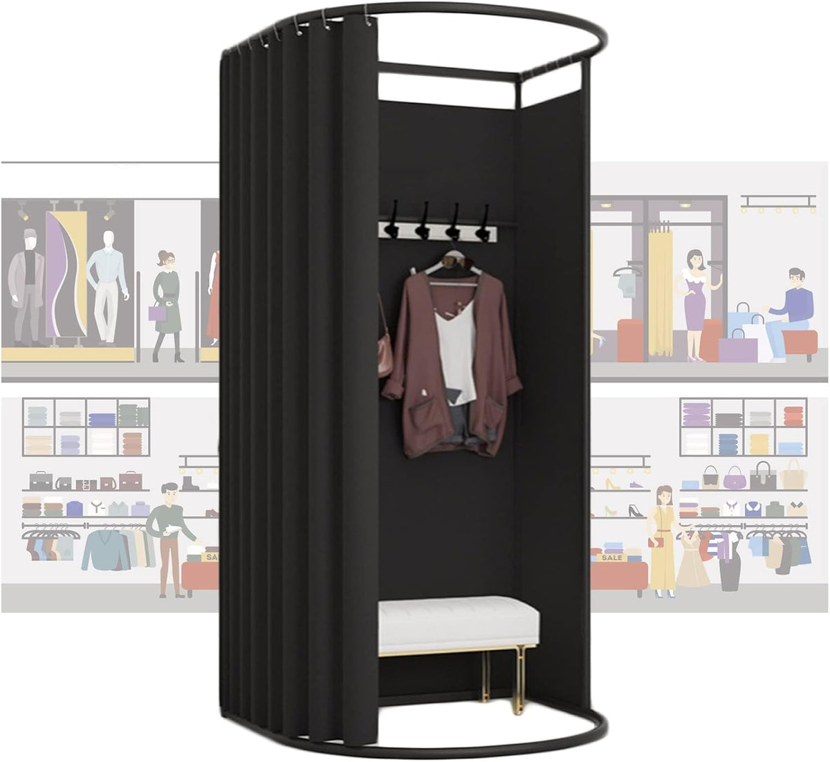 FWTXZTER Mobile Cabine D'essayage, Magasin De Vêtements Salle D'essayage, écran de Confidentialité pour Le Changement de Vêtements dans Un Centre Commercial Un Studio et Un Dortoir