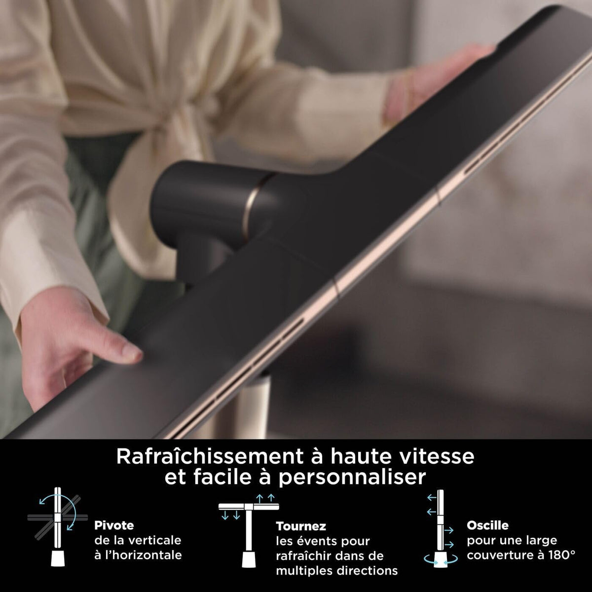 Shark TurboBlade Ventilateur colonne sans pale, Rafra?chissement multidirectionnel à haute vitesse jusqu’à 20 mètres, Discret, 10 vitesses, 180°, Facile à nettoyer, Ventilateur blanc TF200SEU