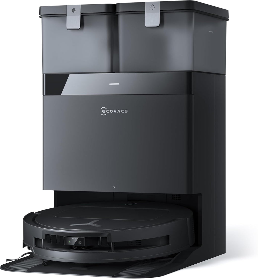 ECOVACS T50 Omni Aspirateur Robot avec Station, Puissance 15000Pa amélioré par T30 Pro Omni, Brosse latérale et serpillière Extensibles, ZeroTangle 2.0, AIVI 3D 2.0, Lavage à l'eau Chaude 75℃, Blanc