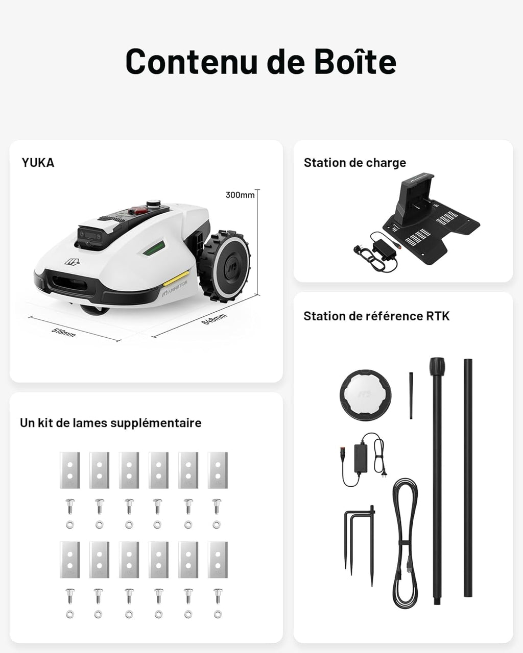 MAMMOTION YUKA 2000 Robot Tondeuse sans Fil Périphérique, NetRTK+Vision, Aucune Antenne RTK Requise, Recommandé 2000 m2, Max. 2400 m2, Pelouse Semblable à Un Tapis, Disque de Coupe Double, Module 4G