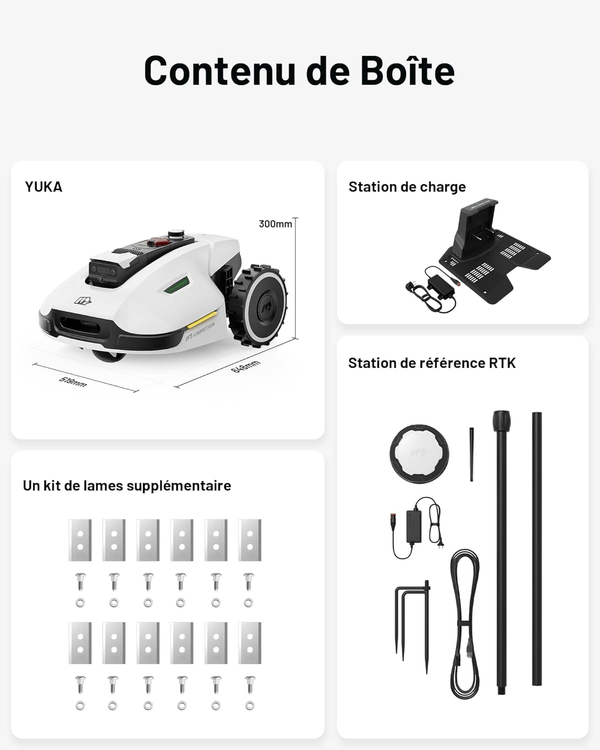 MAMMOTION YUKA 2000 Robot Tondeuse sans Fil Périphérique, NetRTK+Vision, Aucune Antenne RTK Requise, Recommandé 2000 m2, Max. 2400 m2, Pelouse Semblable à Un Tapis, Disque de Coupe Double, Module 4G