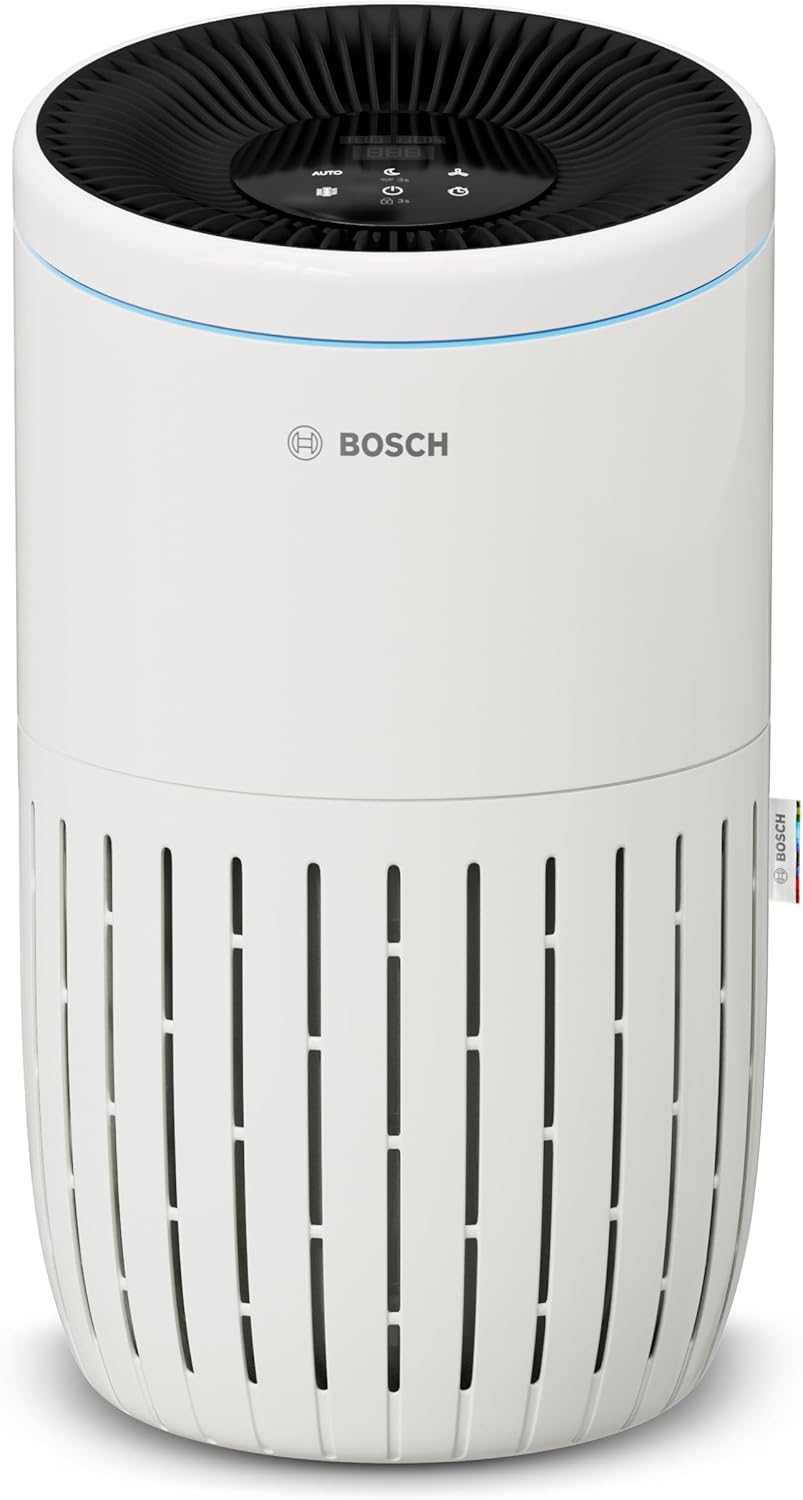 Bosch Air 4000 - Purificateur d'air - Pour les pièces jusqu'à 62,5 m2 - Filtre efficacement plus de 99% des polluants - Un capteur intelligent, modes auto et silence (< 25 dB(A)) - CADR : 300 m3/h