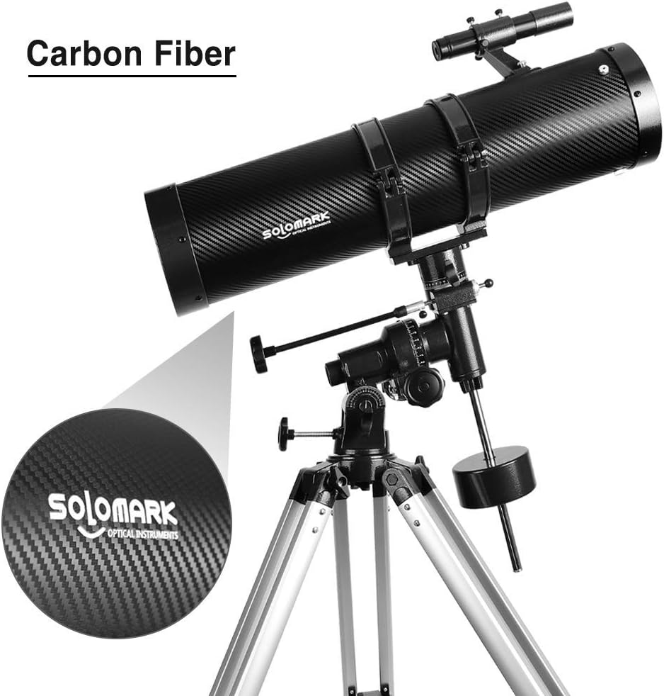 Télescope 130EQ Newton Réflecteur Télescope pour Adultes, Télescopes Professionnels pour Adultes, Livré avec Adaptateur Smartphone Objectif Barlow 1,5X et Filtre TMoon 13% T