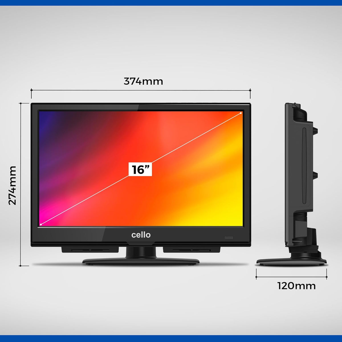 Cello C1624F 16" Full HD LED TV Integrierter -Player Triple Tuner DVB-T/T2-C-S/S2 HDMI USB 230V ?Pitch Perfect Sound“ für EIN einzigartiges Klangerlebnis