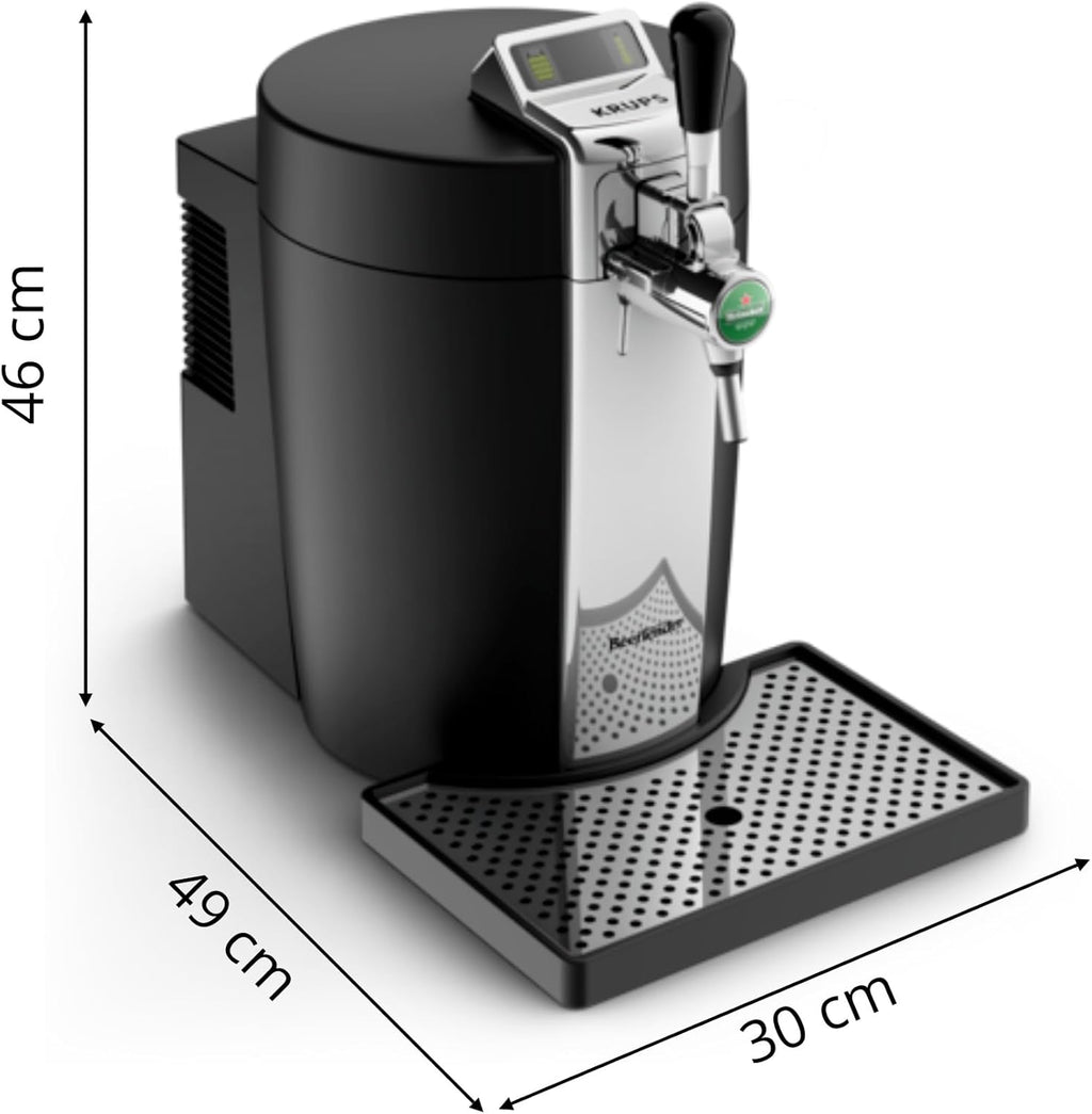 KRUPS BEERTENDER Machine à bière pression, Compatible avec les f?ts de 5 L, Tireuse à bière, Pompe à bière, Indicateur température, Indicateur volume restant VB700800