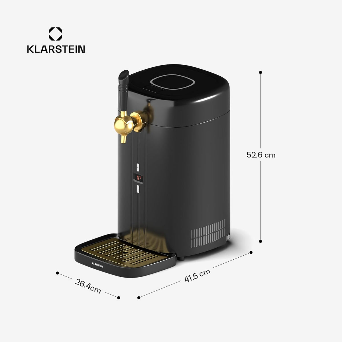 Klarstein FrostBrew Tireuse à Bière - Système de Pression CO?  F?ts 5L  Refroidissement Thermoélectrique 3-12°C  Levier de Tirage  Noir/Or