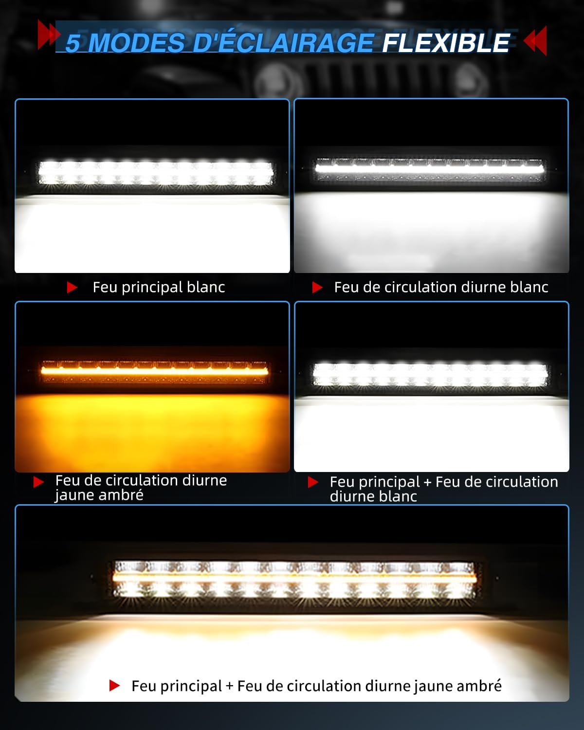 BraveWAY Barre Rampe LED DRL 21" 120W 26000LM Projecteur Longue Portée Homologation ECE 12/24V Rampe LED 4x4 pour Les Véhicules de Tracteurs Agricoles,4x4 quads,Poids Lourd, avec Kit De Cables